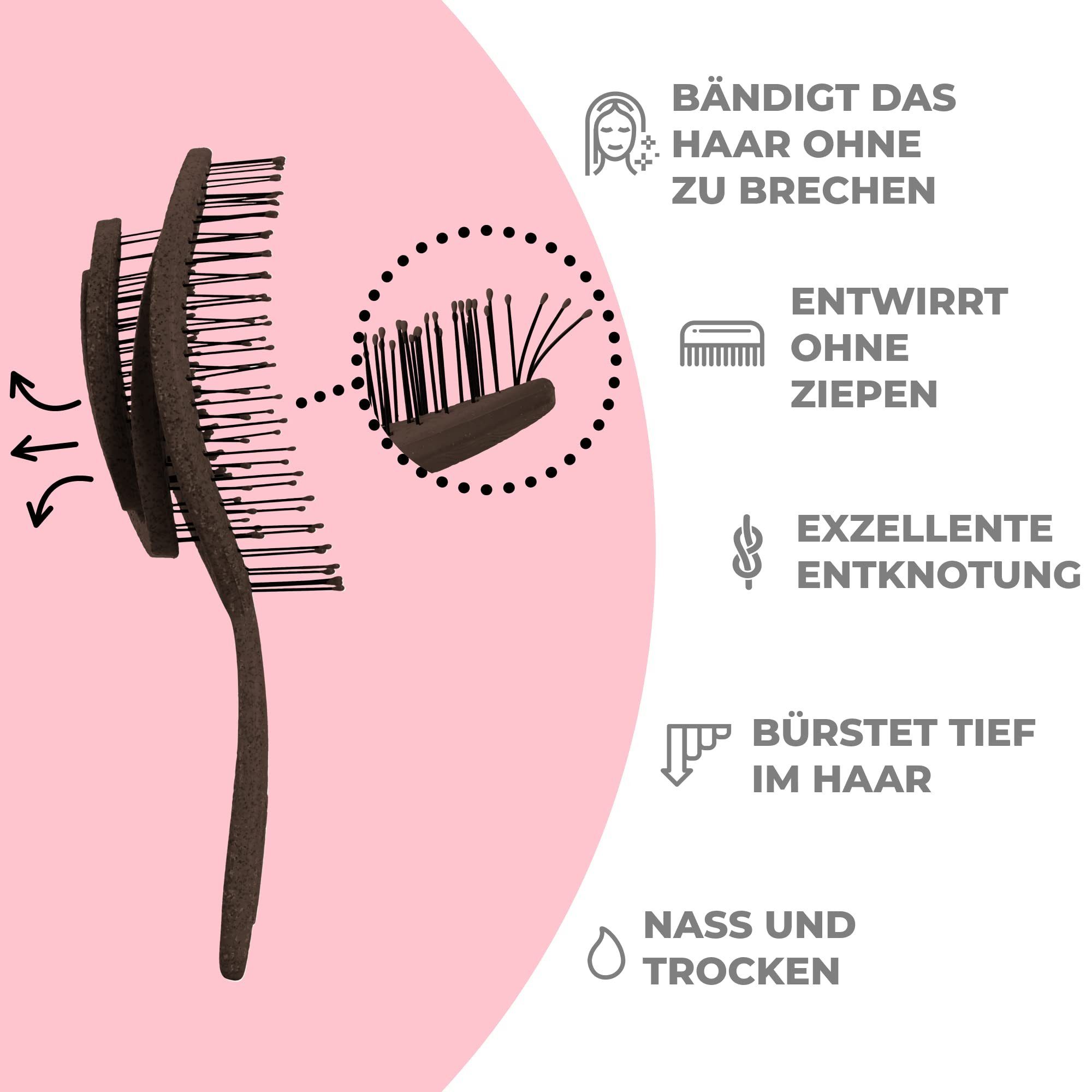Herren Bio-Haarbürste für ohne Ziepen Kinder Entwirrbürste Ninabella Damen, & Haarbürste -