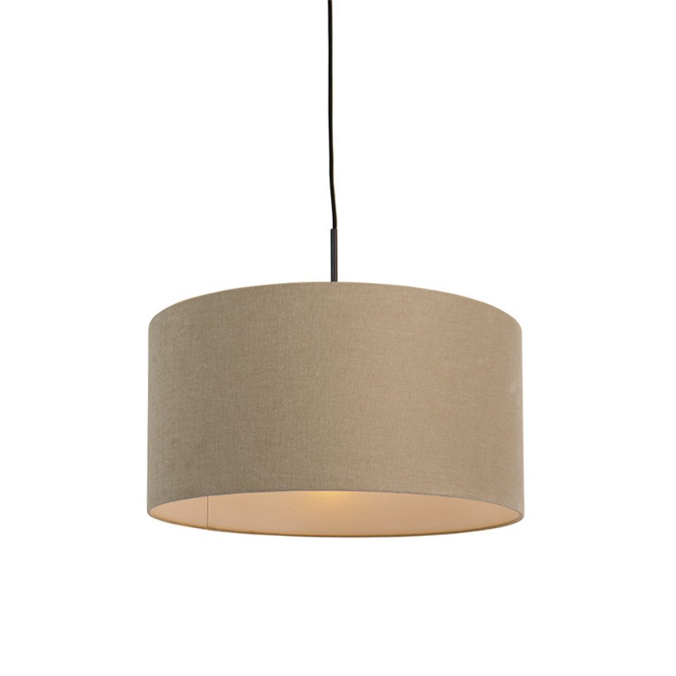 Qazqa Pendelleuchte Combi, ohne Leuchtmittel, Warmweiß, QAZQA Hängeleuchte, e27, Beige, Textil, Modern