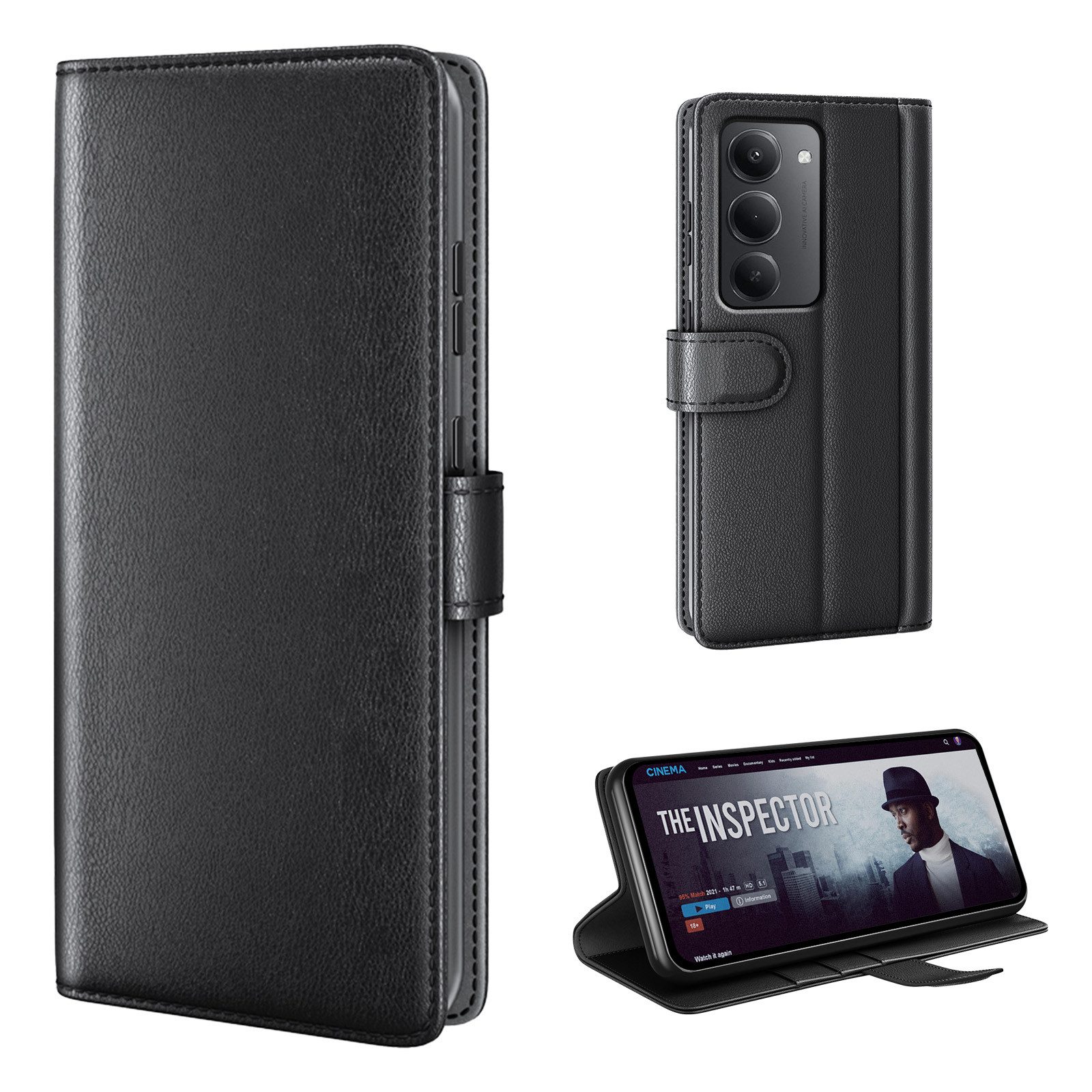 Tec-Expert Handyhülle Echtleder Hülle für Xiaomi Redmi 15 6.9 Zoll, 6,9", Cover Klapphülle Case mit Kartenfächern und Geldfach aufstellbar
