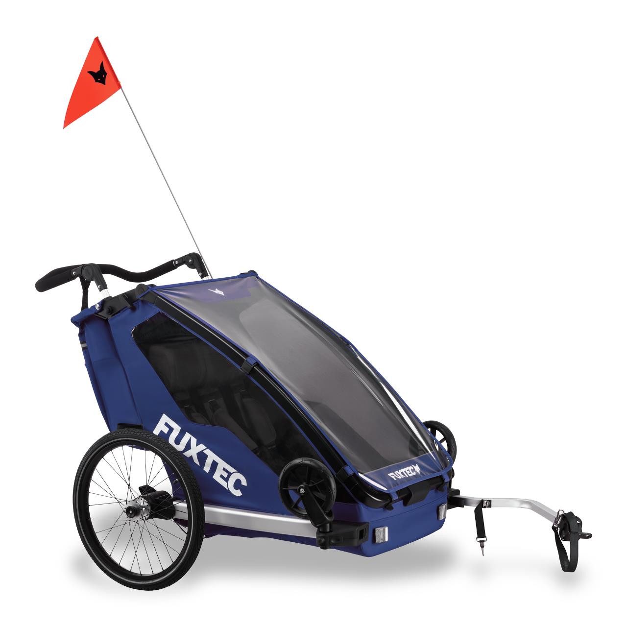 FUXTEC Fahrradkinderanhänger FX-FA1neu, faltbar, für 2 Kinder geeignet, mit 5-Punkt-Sicherheitsgurte