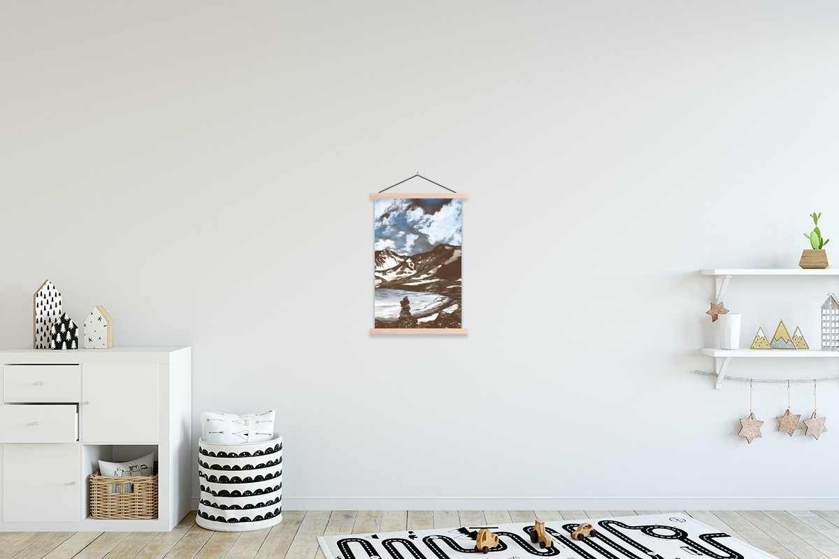 (1 - Magnetisch Wohnzimmer, MuchoWow Bilderleiste, Poster St), - Meer Himmel, Textilposter Posterleiste, für Berg
