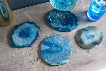 riess-ambiente Glasuntersetzer COASTER 11cm blau, Set, 4-tlg., Wohnzimmer · Achat · rund · Edelstein · Quarz · Handmade · Unikat