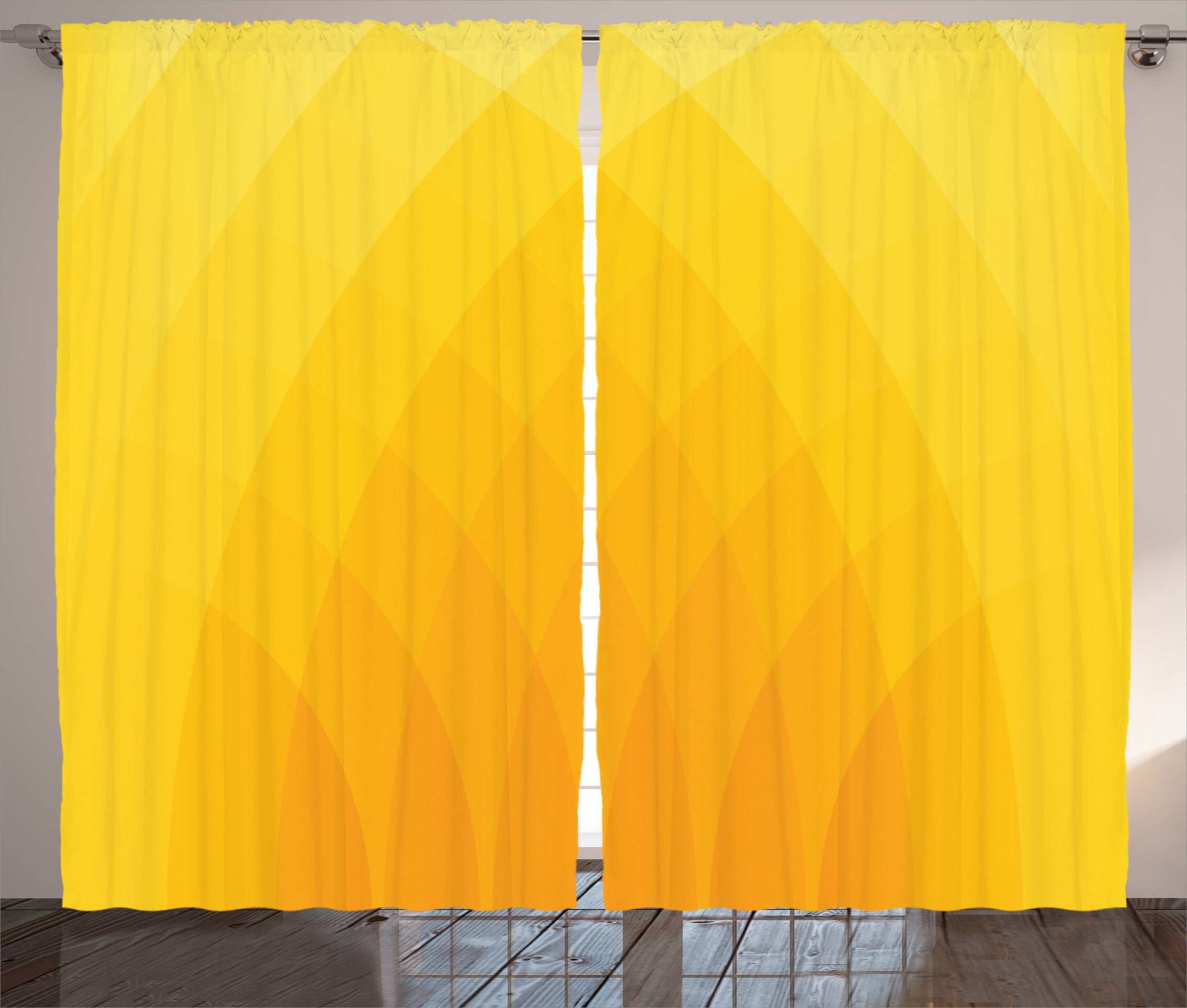 Gardine Schlafzimmer Kräuselband Vorhang mit Schlaufen und Haken, Abakuhaus, Gelb Farbtöne Moderne