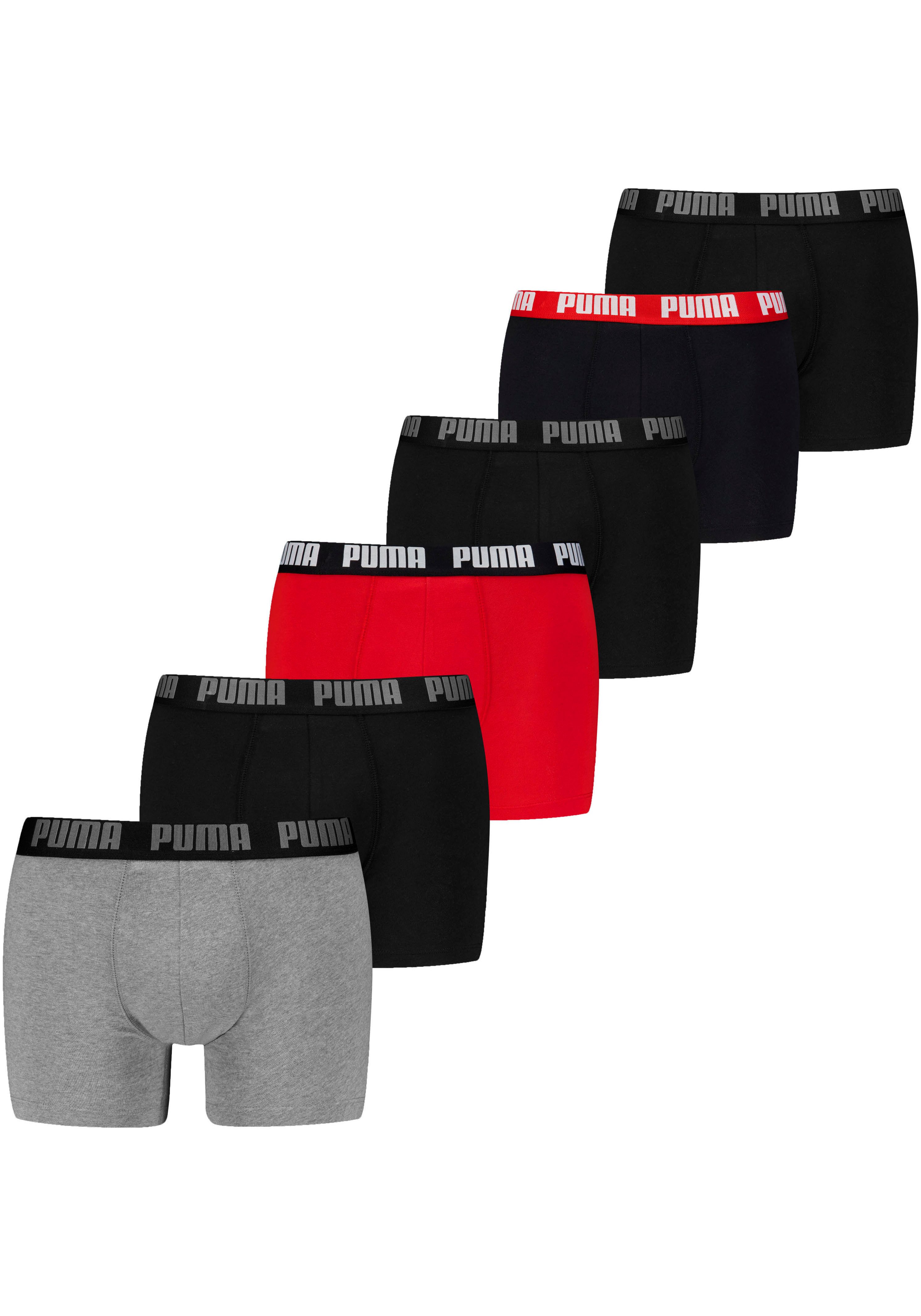 PUMA Boxershorts PUMA MEN EVERYDAY BOXER (6er Pack) Elastischer Logobund, Stretchmaterial, ohne Eingriff