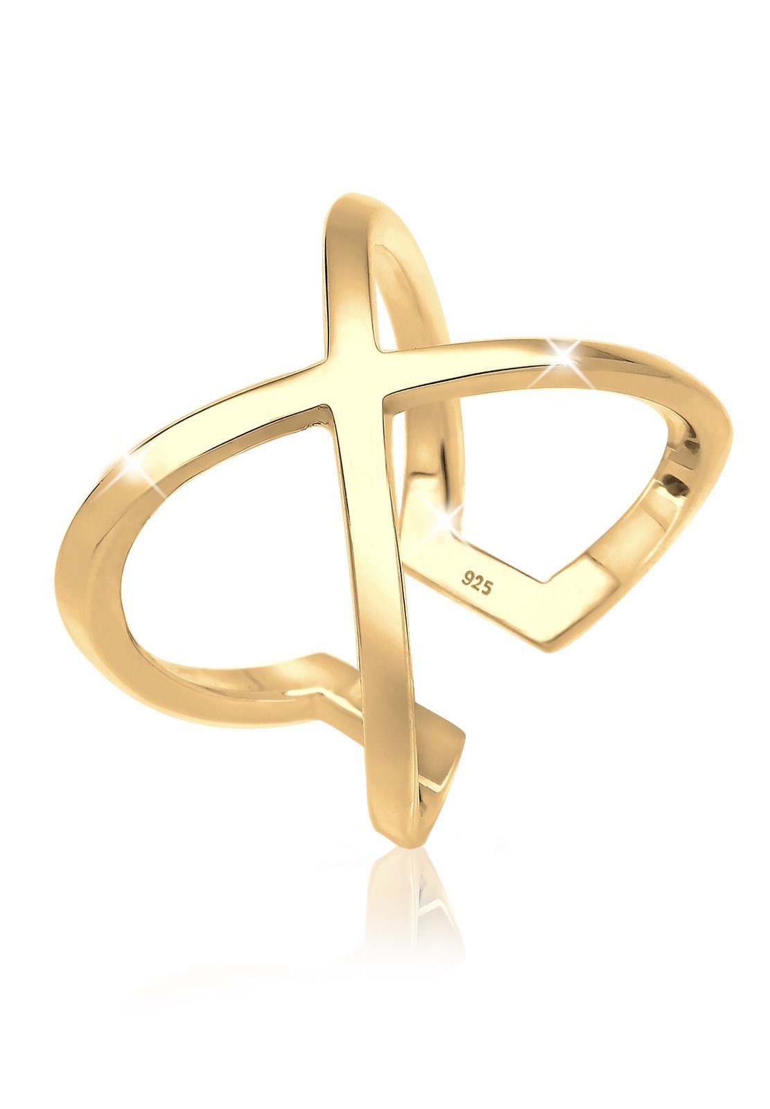 Elli Fingerring mit Kreuz verstellbar Gold | Silberringe