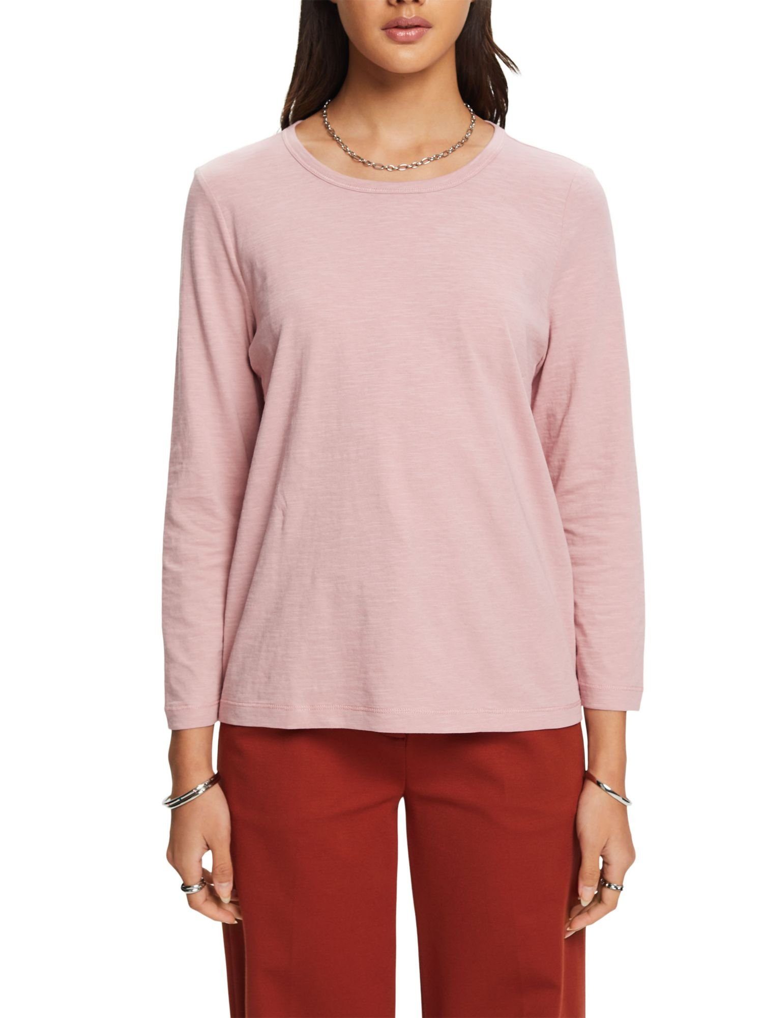 100 Longsleeve, 3/4-Arm-Shirt Esprit Baumwolle OLD % PINK