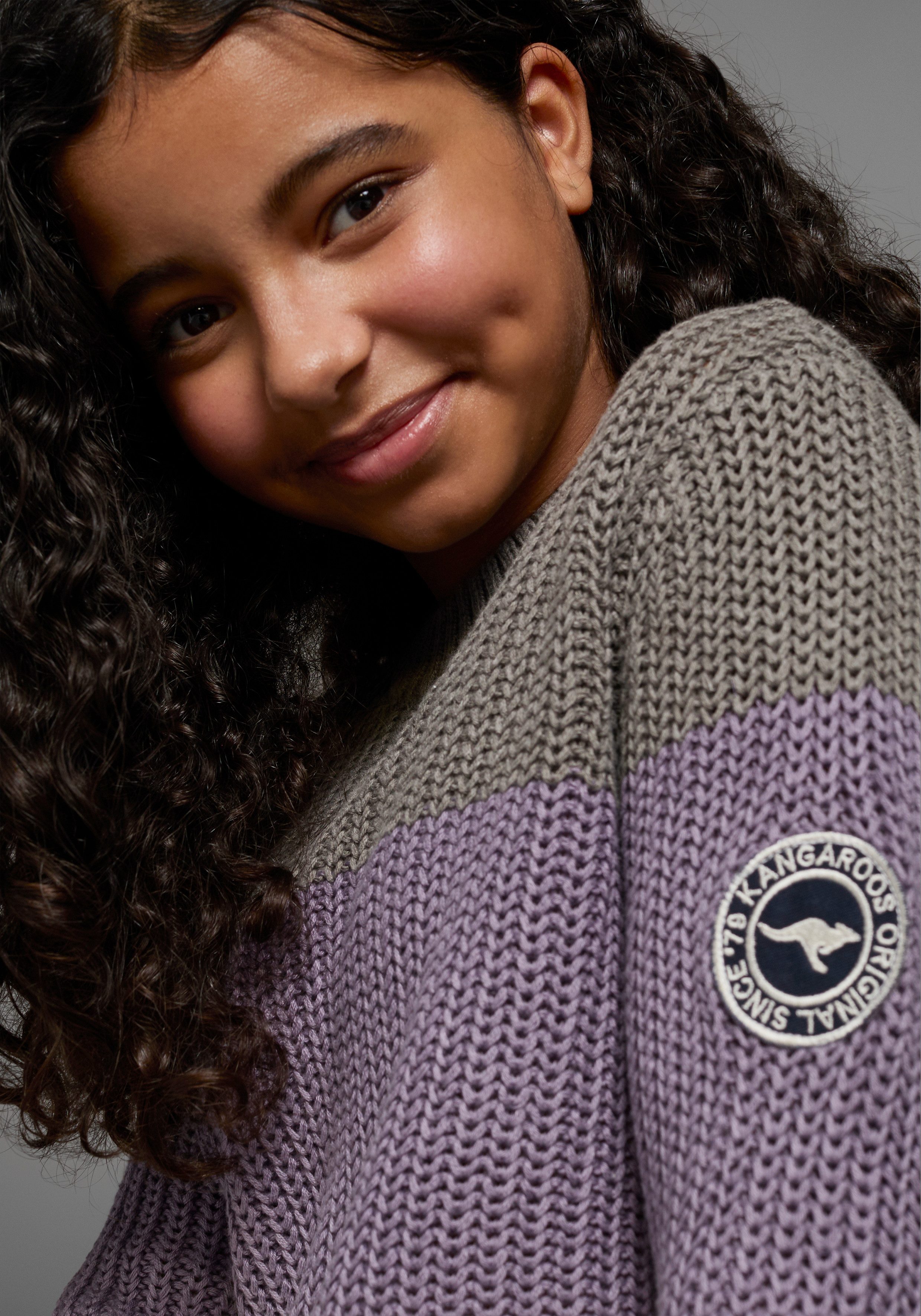 KangaROOS Strickpullover Ringelpullover mit Logo auf dem Ärmel