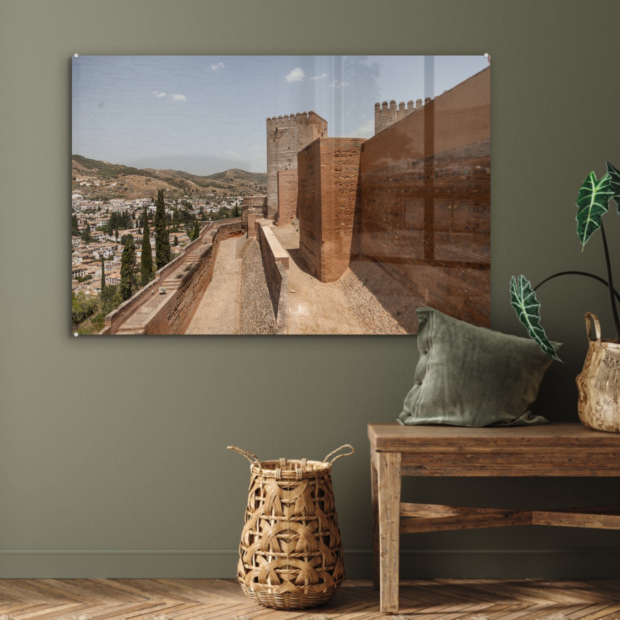 MuchoWow Acrylglasbild Die Außenmauern der St), Acrylglasbilder in (1 Schlafzimmer Wohnzimmer & Alhambra Spanien