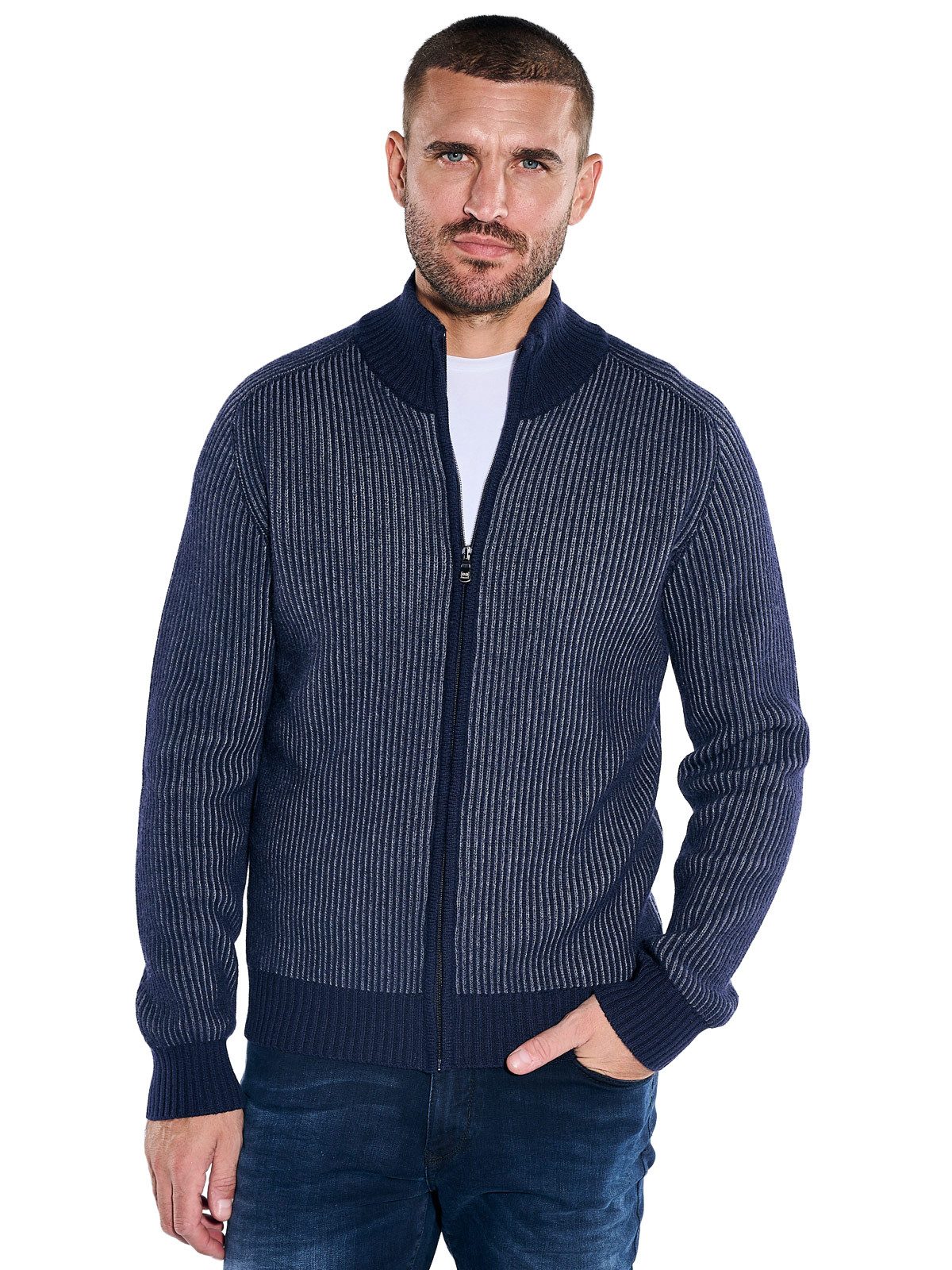 emilio adani Strickjacke Herren Strickjacke aus italienischem Garn, Saphirblau