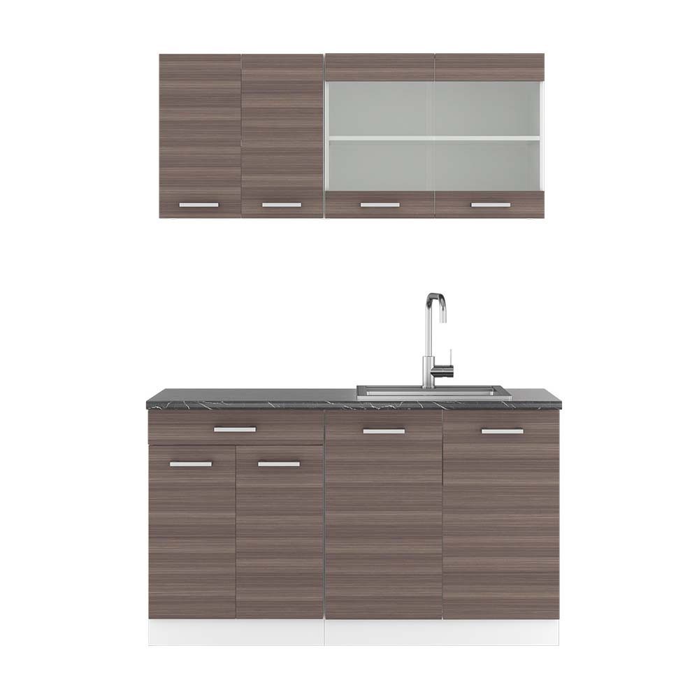 Vicco Küchenzeile R-Line, Edelgrau/Weiß, 140 cm, günstig online kaufen