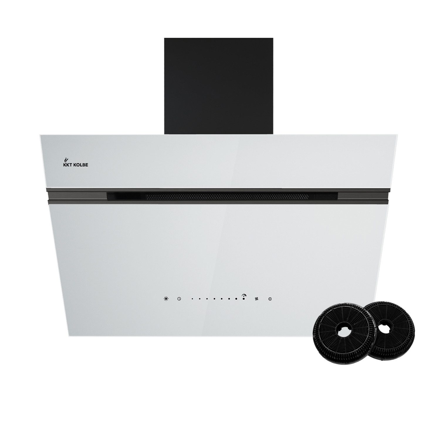 KKT KOLBE Wandhaube Dunstabzugshaube 60cm AURORA6005SW RGBW Ambientebeleuchtung Kopffreihaube / Umluft / Abluft / Smart WiFi-App / Schwarz Weiß / Glas