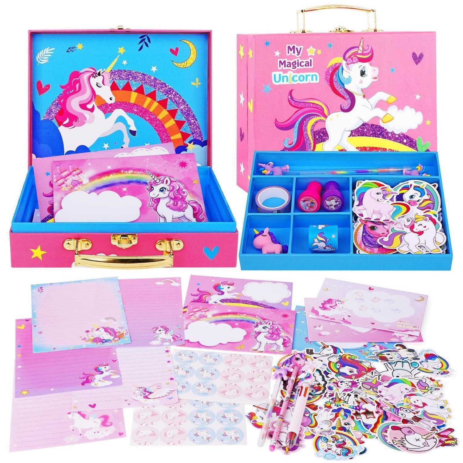 LuxusKollektion Kugelschreiber Schreibwarenset Einhorn Koffer 112tlg Mädchen