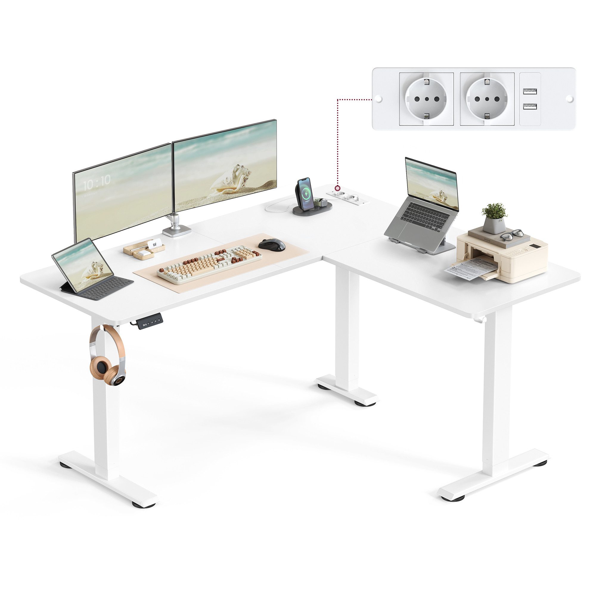 VASAGLE Schreibtisch Höhenverstellbarer Schreibtisch elektrisch (L-förmiger günstig online kaufen