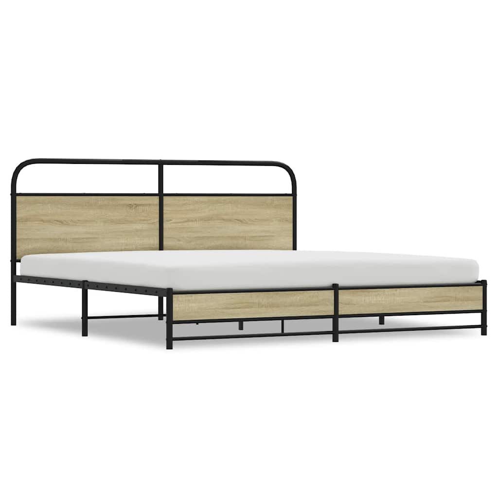 vidaXL Bett Metallbett ohne Matratze Sonoma-Eiche günstig online kaufen