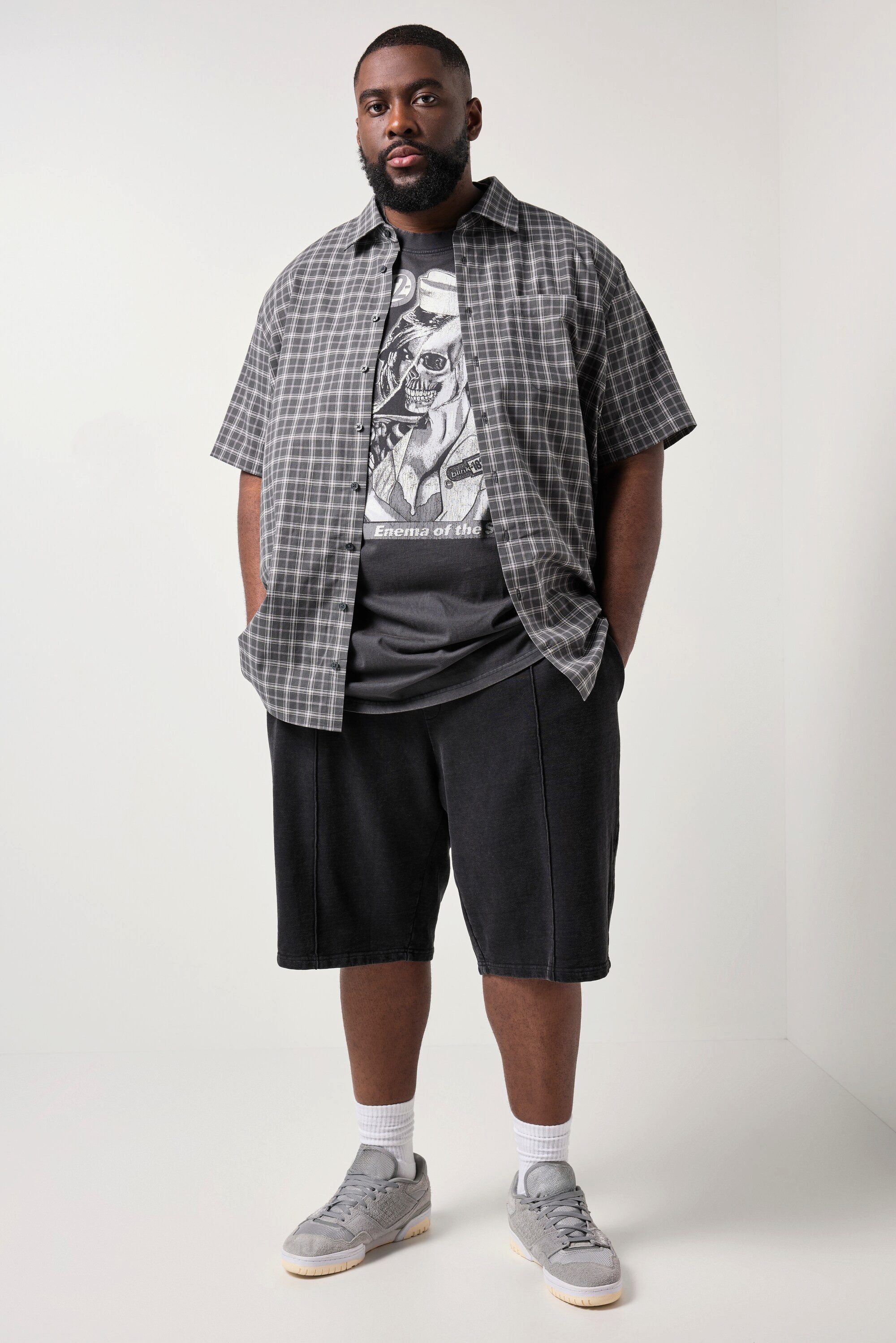 STHUGE Sweathose Sweat-Bermuda Biesen Baggy Fit Vintage Look – Bild 5 von 5
