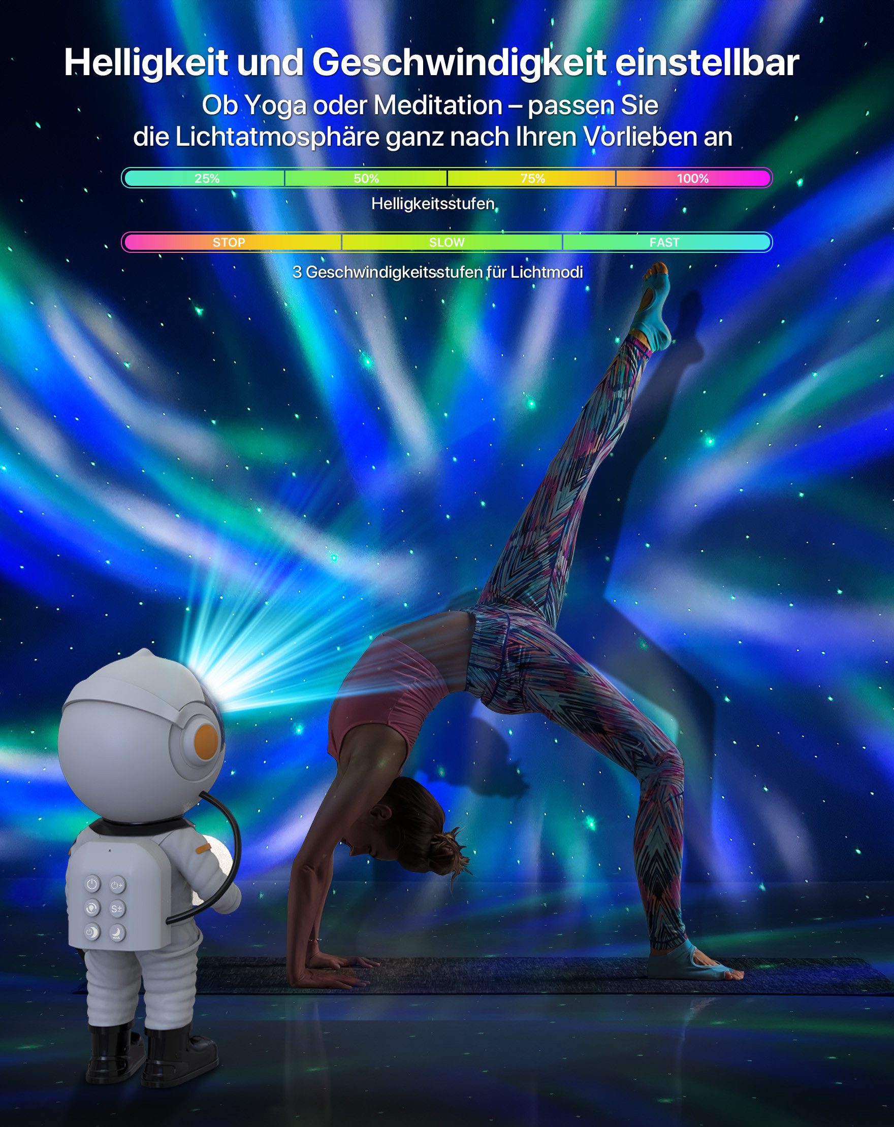 ANYSUN LED-Sternenhimmel Astronaut Sternenhimmel Projektor Nachtlicht für Kinder, Nachthimmel Lichtprojektor Lampe mit Bluetooth, Timer, Fernbedienung, Sternenl – Bild 5 von 5