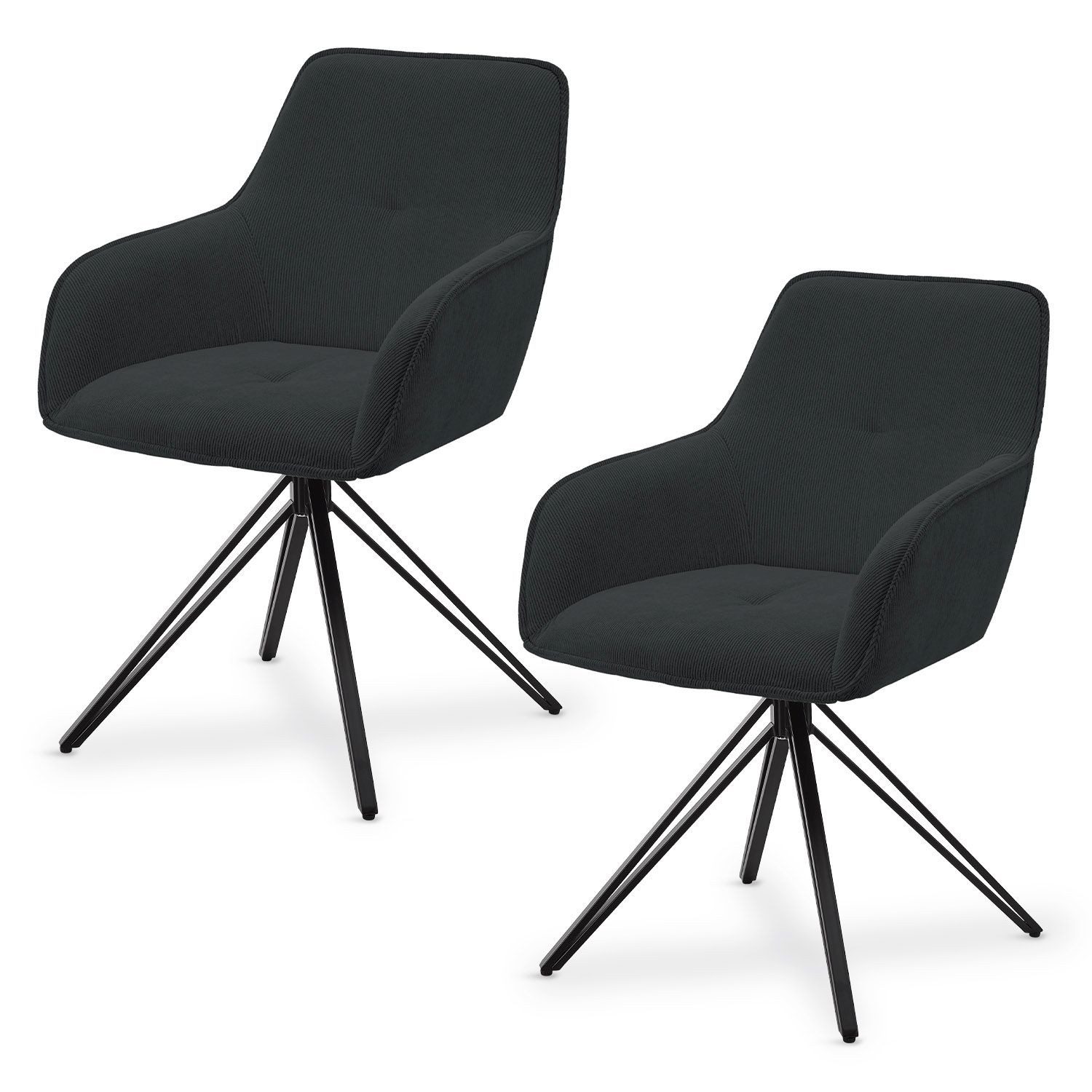 Juskys Esszimmerstuhl Clyde, 2er Set, Stoff günstig online kaufen