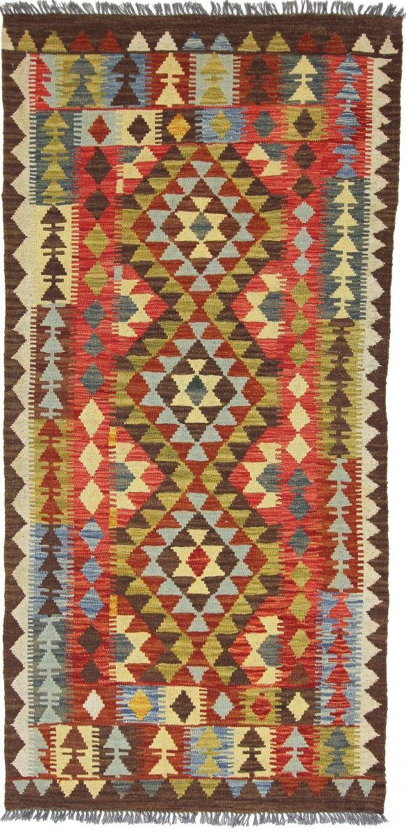 Orientteppich Kelim Afghan 99x205 Handgewebter Orientteppich Läufer, Nain Trading, rechteckig, Höhe: 3 mm