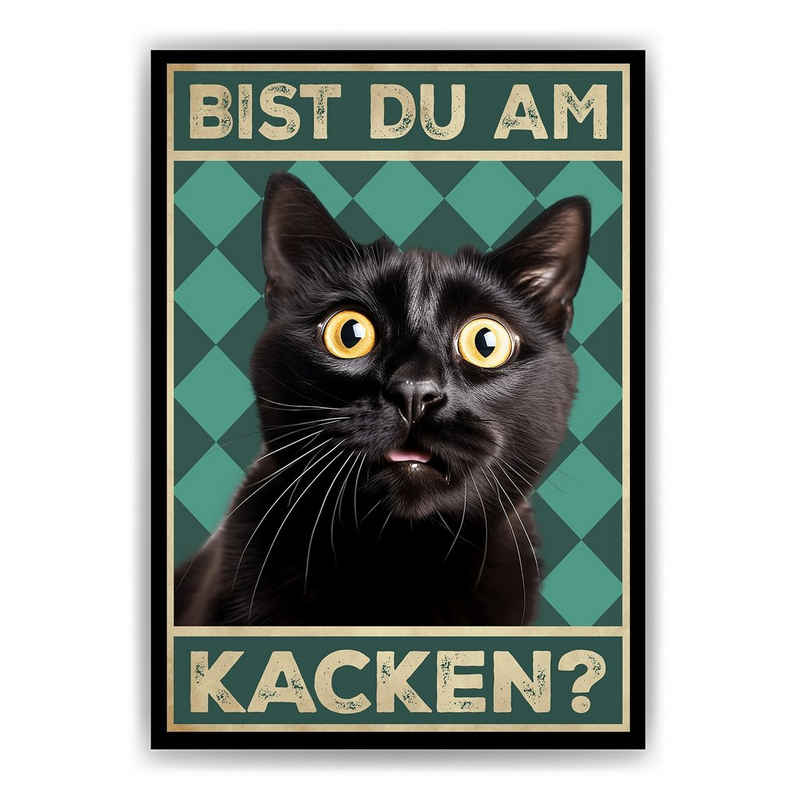Tigerlino Poster Bist du am Kacken Katzen Gästebad Wandbild Badezimmer Gäste-WC Deko, Katze v2