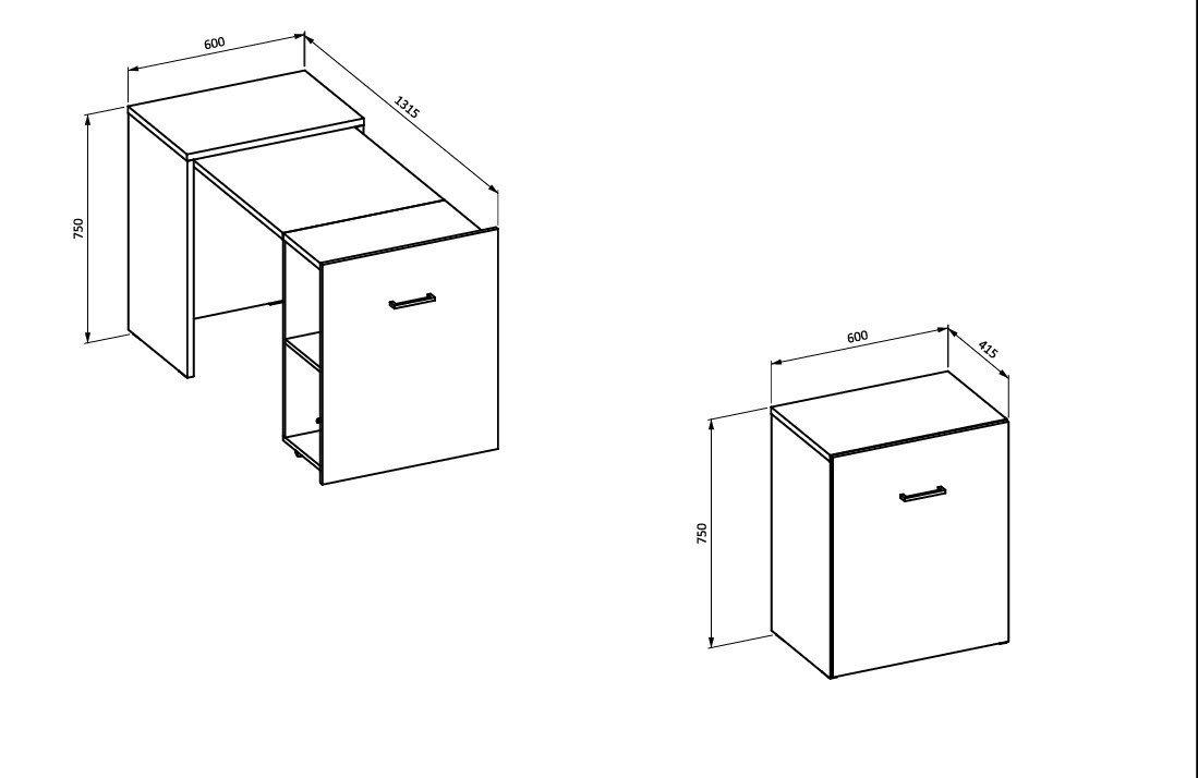 Masseno Schreibtisch INTELLO 131,5 x 75 cm Weiß