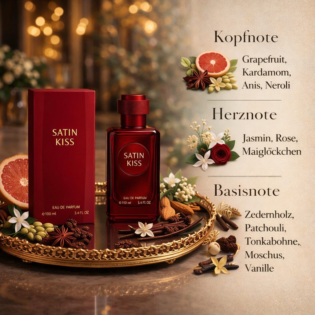 Fine Perfumery London Eau de Parfum Satin Kiss For Her Damenduft Frisch Blumig Warm100 ml, Damenduft, Hergestellt in Uk