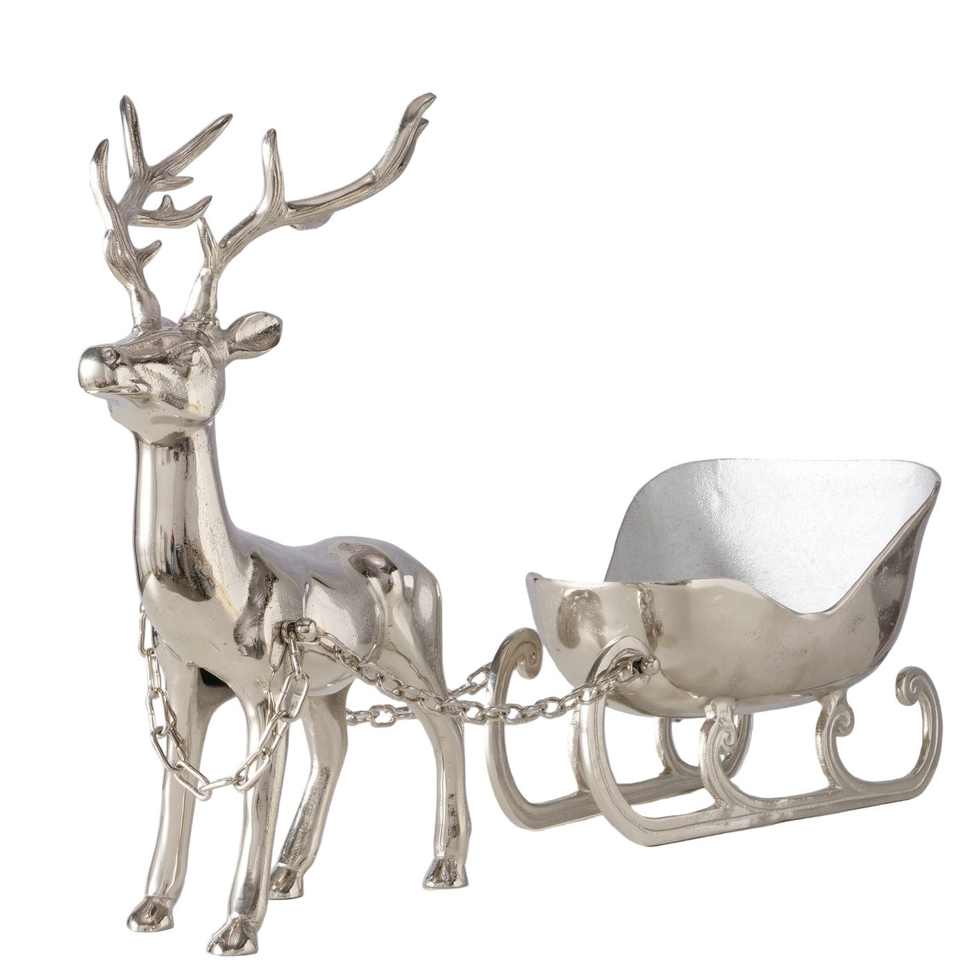 MF Sektkühler Eleganter Sektkühler Weihnachtsschlitten mit Hirsch Alu handgefertigt