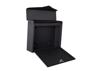 PEREL Briefkasten, Briefumschlag Design, Schwarz großer Stahl Postkasten mit 2 Schlüsseln