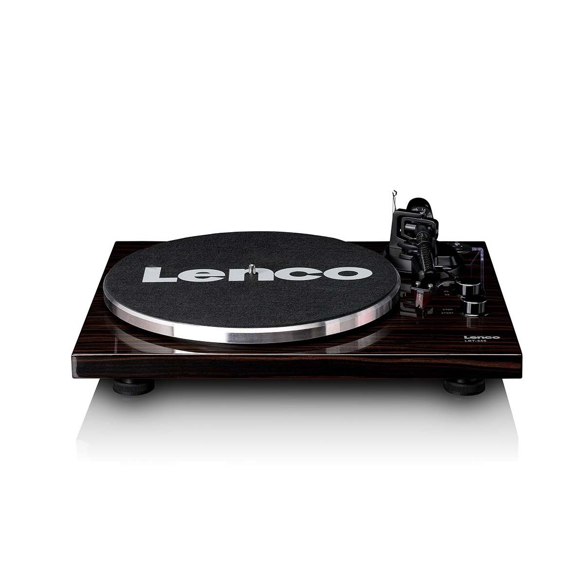 Lenco LBT-345WA Plattenspieler (Riemenantrieb, Bluetooth®, Plattenspieler Walnuss, BT 5.2, Ortofon 2M Red, Stabilisator)