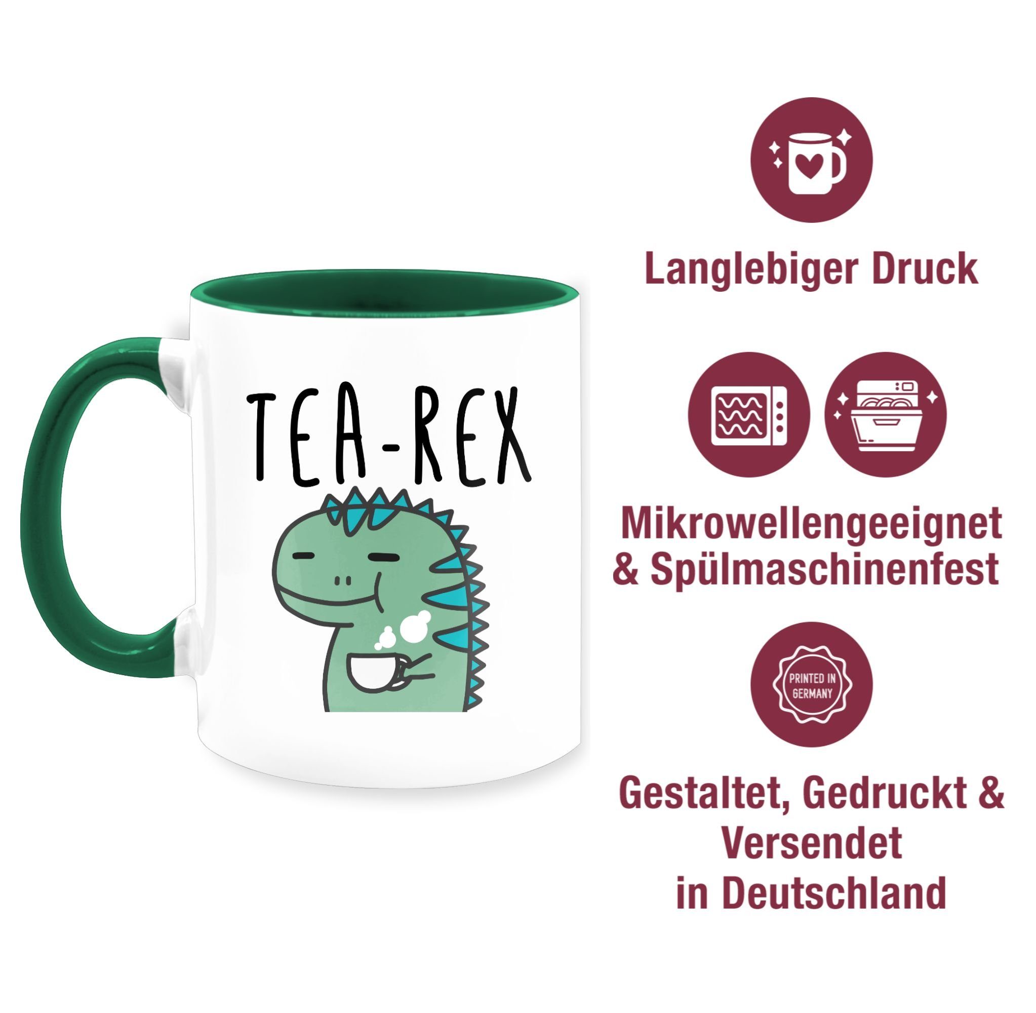 Shirtracer Tasse Tea-Rex, Keramik, Petrolgrün 1 Statement Sprüche