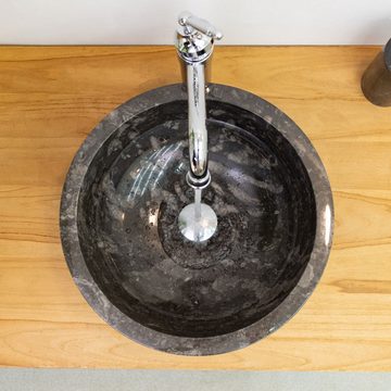 wohnfreuden Aufsatzwaschbecken Marmor-Waschbecken schwarz 40 cm (Kein Set), 8_421