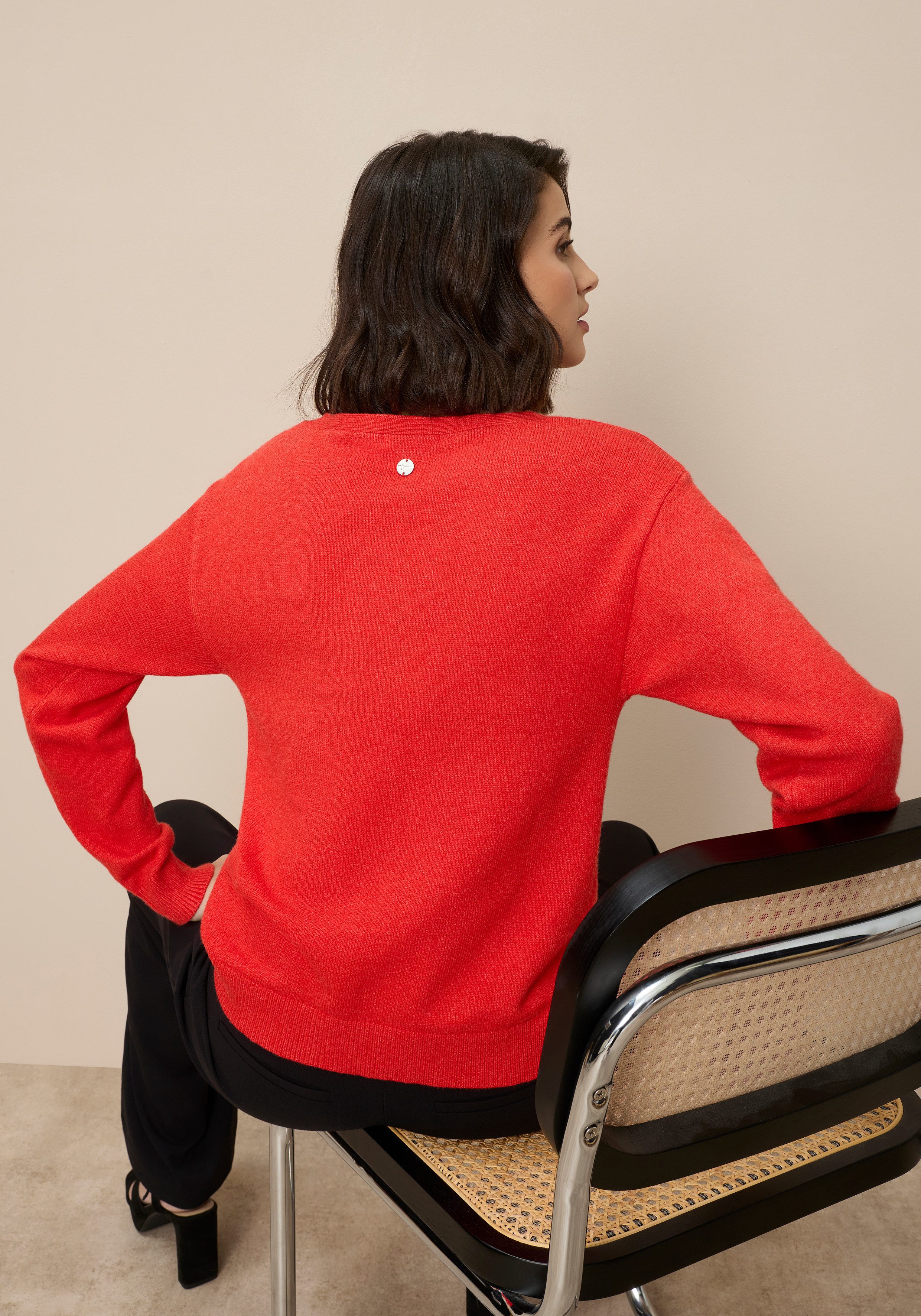 Tamaris V-Ausschnitt-Pullover mit Frontbiese