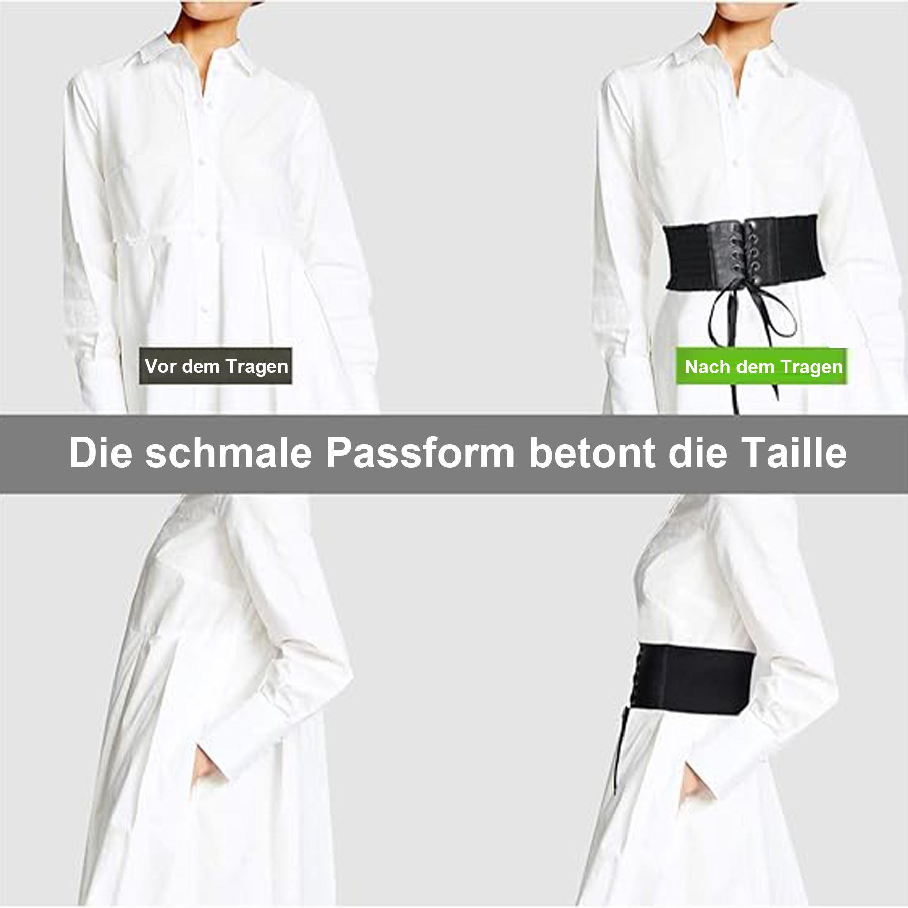 Mutig Taillengürtel 2-teiliger Satz Breite dehnbare Gürtel für Damen,Vintage Taillengürtel (Tied Schnürung Gürtel mit Schnalle,Modischer & vielseitiger Dekogürt – Bild 3 von 5