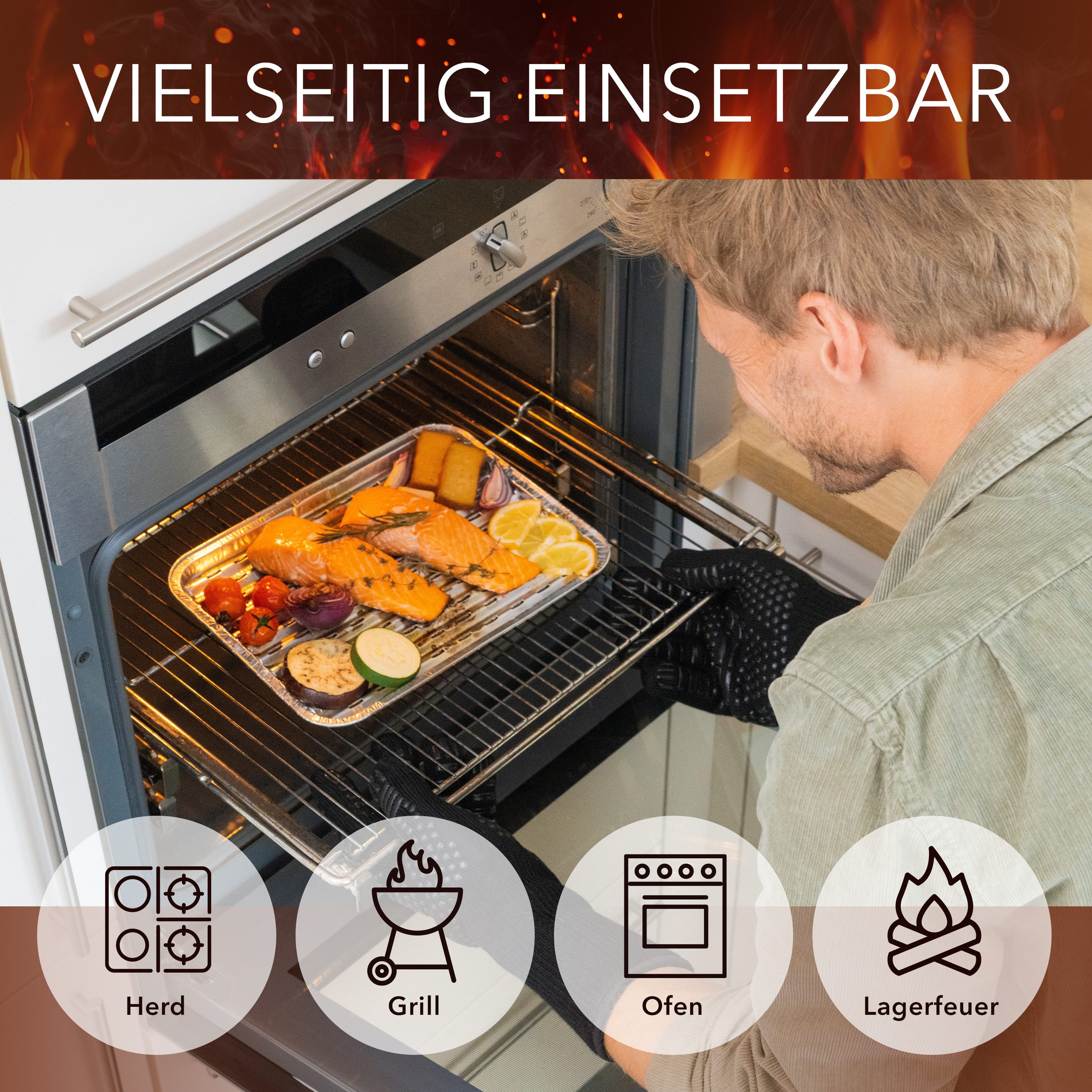 AVANA Grillhandschuhe Aramid Ofenhandschuhe Backhandschuhe Topfhandschuhe BBQ Handschuhe, Hitzebeständig bis zu 800 ° C, Schwarz