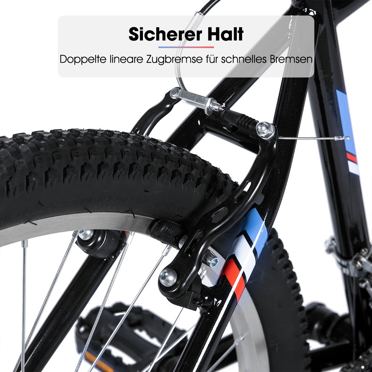 HILAND Mountainbike 24 26 Zoll MTB Fahrrad für Jugendliche & Erwachsene, Studentenpendeln, mit Doppel-V-Bremse, 18-Gang, High Carbon Stahlrahmen
