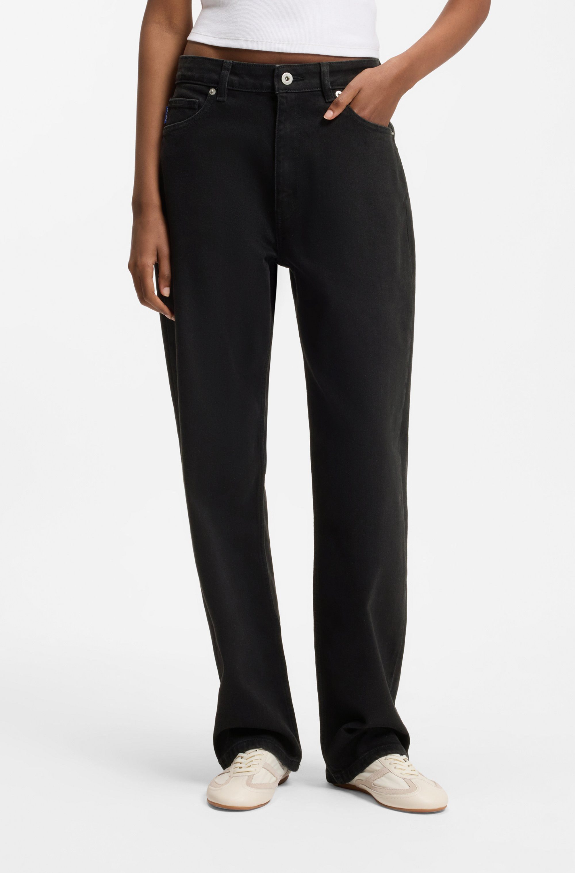 HUGO Blue Straight-Jeans Elyah Straight Fit Jeans mit hoher Leibhöhe, Tall Länge 36