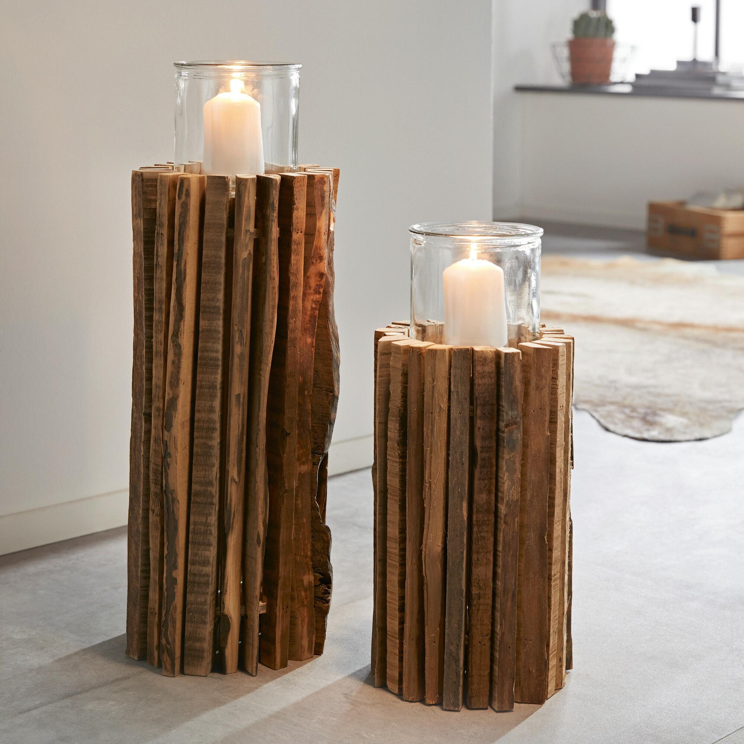 Frank Flechtwaren Windlicht Windlichtsäule Rustikal recyceltes günstig online kaufen