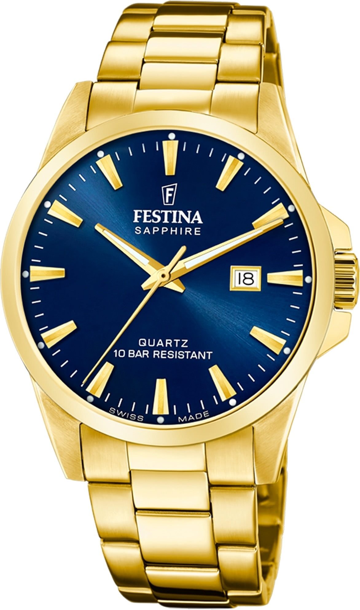 Festina Quarzuhr Festina Herrenuhr Edelstahl gold Festina, (Analoguhr), Herren Armbanduhr rund, Edelstahlarmband gold, Elegant
