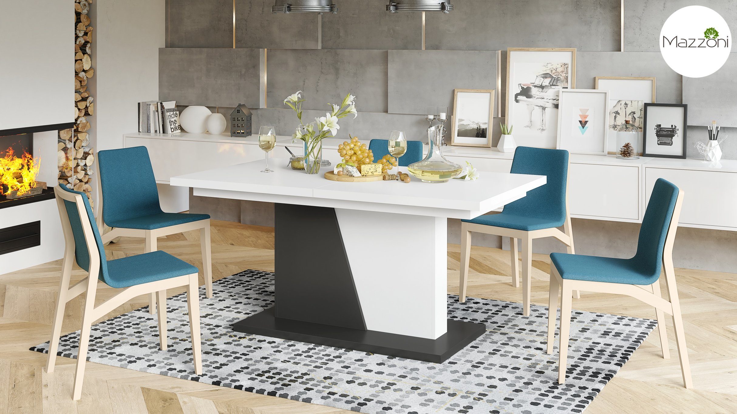 Mazzoni Esstisch Design Noble Noir Tisch ausziehbar 160 bis 218 cm