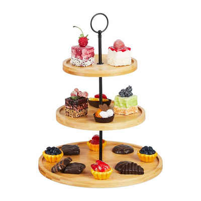 relaxdays Etagere Bambus Etagere mit 3 Ebenen, Bambus