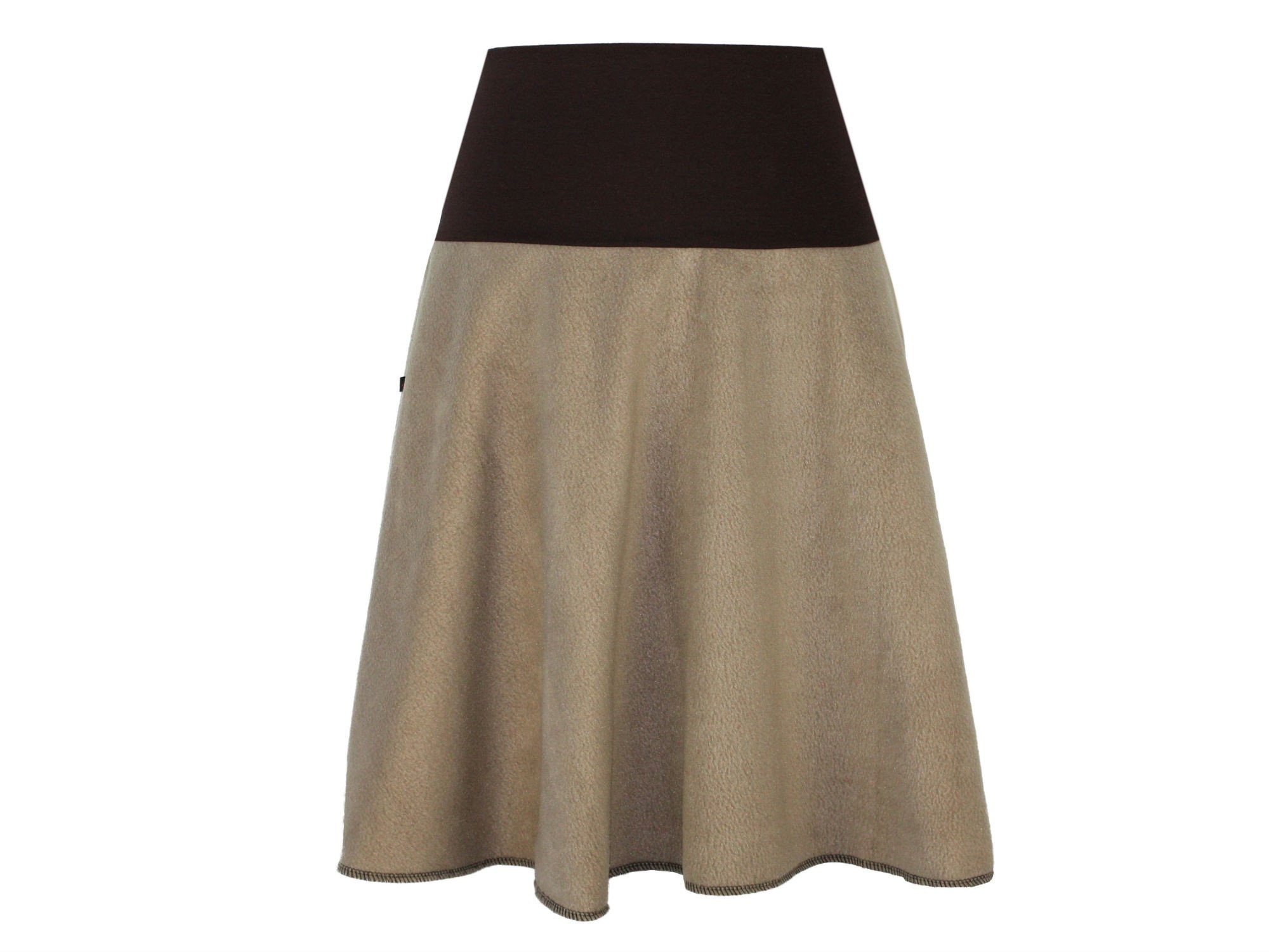 dunkle design A-Linien-Rock Fleece 57cm elastischer Bund