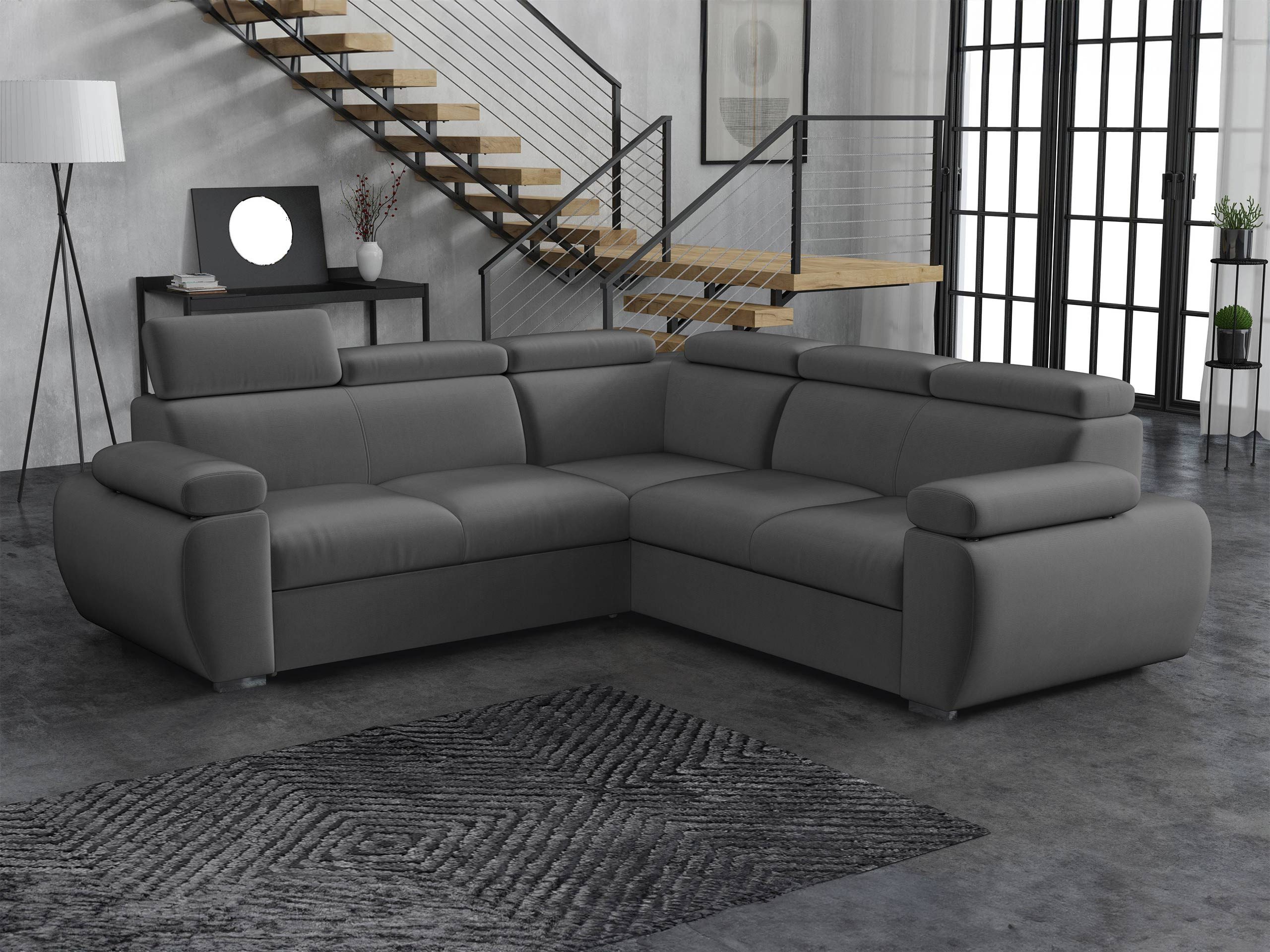 MIRJAN24 Ecksofa Boston Maxi, mit Bettkasten und Schlaffunktion, mit Einstellbare Kopfstützen, Ottomane Universal