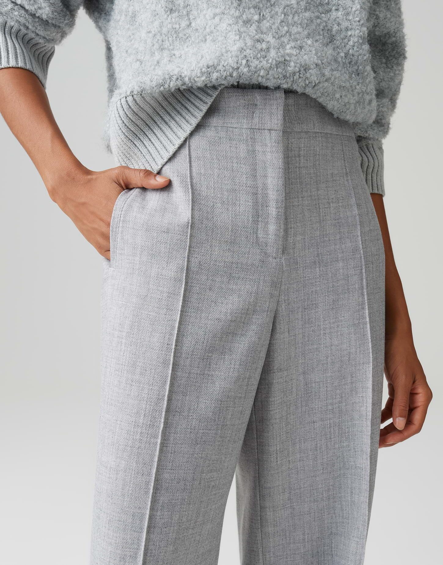 OPUS Stoffhose MAIGA COZY Wide Leg in Mélange Optik weiter, gerader Beinverlauf, natürlicher Griff, fließender Fall