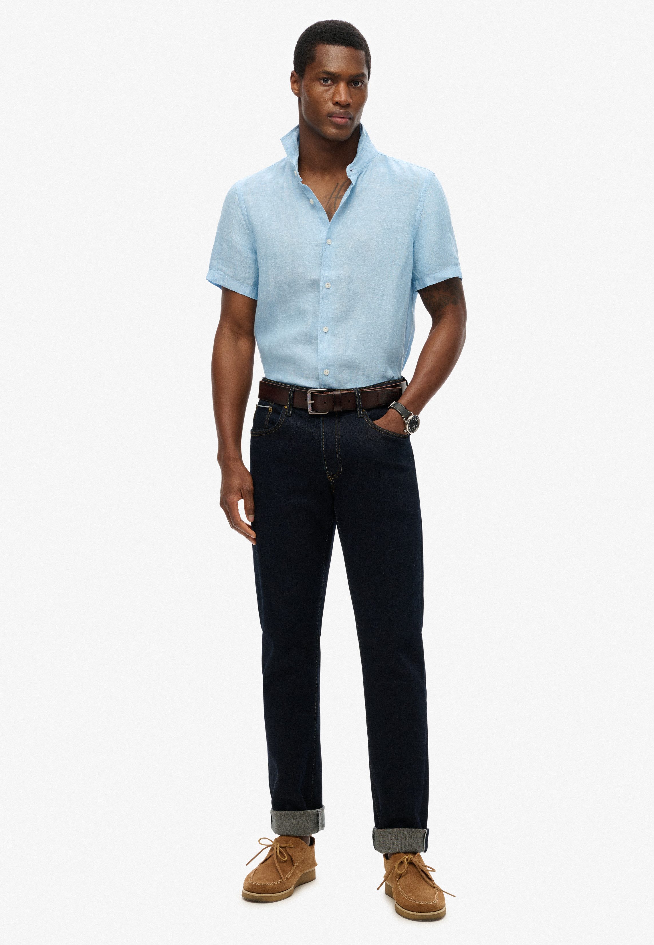 Superdry Kurzarmhemd VACATION LINEN S/S SHIRT mit Obermaterial aus Seide, Regular Fit, gemustert, pflegeleicht