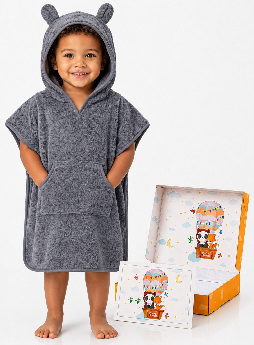 Fuchs & Panda Badeponcho Kuscheliger Badeponcho Baby und Kinder (0-6Jahre) aus 100% Bambus, 100% Bambus: Antimikrobiell, Atmungsaktiv, Hypoallergen, Superweich