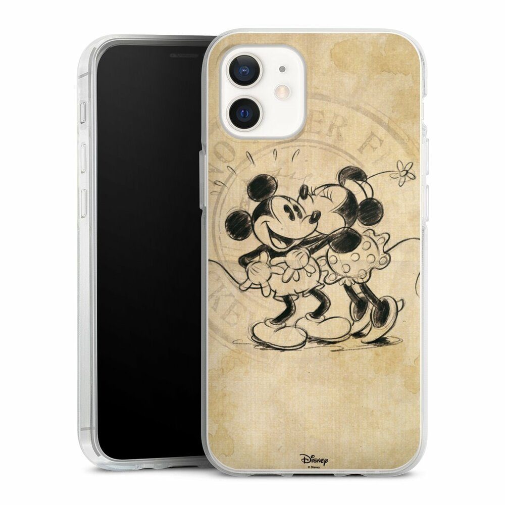 DeinDesign Handyhülle Mickey Mouse Minnie Mouse Vintage Minnie&Mickey, Apple iPhone 12 Silikon Hülle Bumper Case Handy Schutzhülle