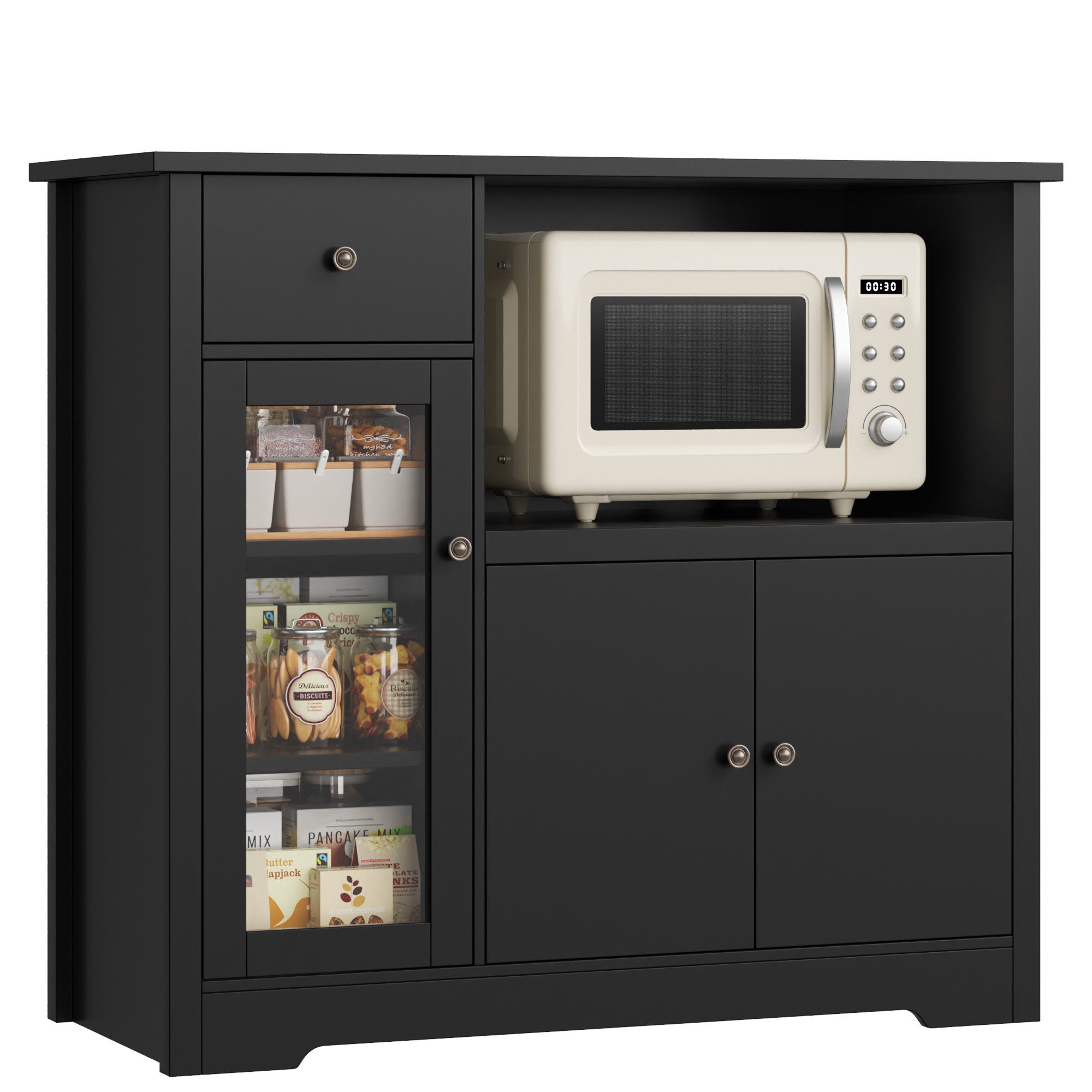 HOMECHO Buffet Küchenschrank weiß Mikrowellenregal mit günstig online kaufen
