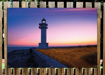 Wallario Sichtschutzzaunmatten Leuchtturm am Abend auf den Balearen Malerischer Himmel