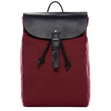 FEYNSINN Rucksack Canvas & Leder Backpack Unisex HANNE, Cityrucksack 13 Zoll Canvas & Echtleder Damen Herren burgund-schwarz