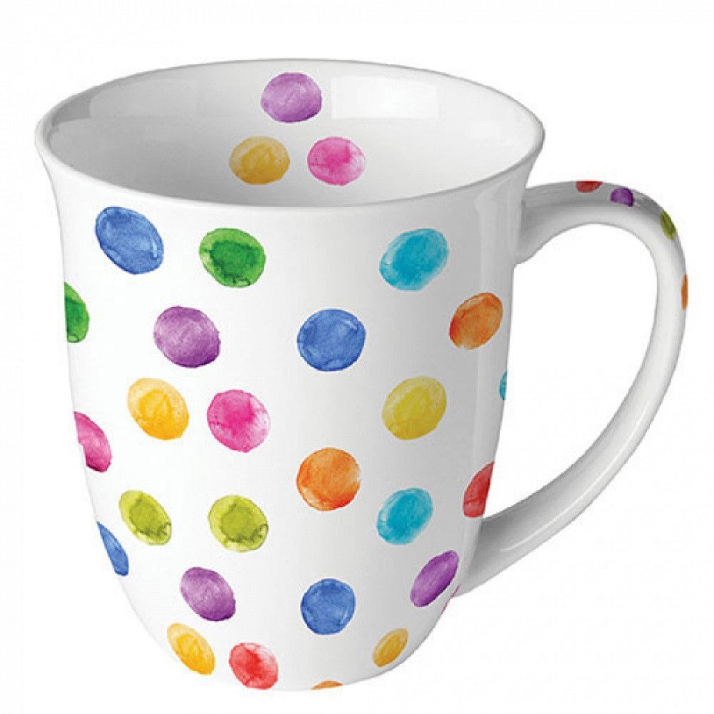 Ambiente Luxury Paper Products Кружки Sommer, Blumen, Tiere, Pflanzen, Bäume, Herbst, Mug, Kollektion, Porzellan Tasse, Кружки 0,4 L Polka Dots weiß, Themen Muster Anlässe Geburtstag, Winter, Geburtstag, Hochzeit, Valentinstag, Muttertag, Geschenke
