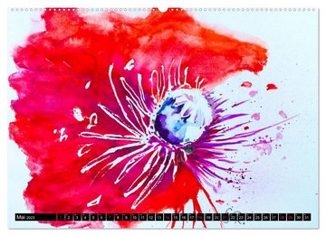 CALVENDO Wandkalender Blumenjahr - Bunte Blüten in Aquarell (Premium, hochwertiger DIN A2 Wandkalender 2023, Kunstdruck in Hochglanz)